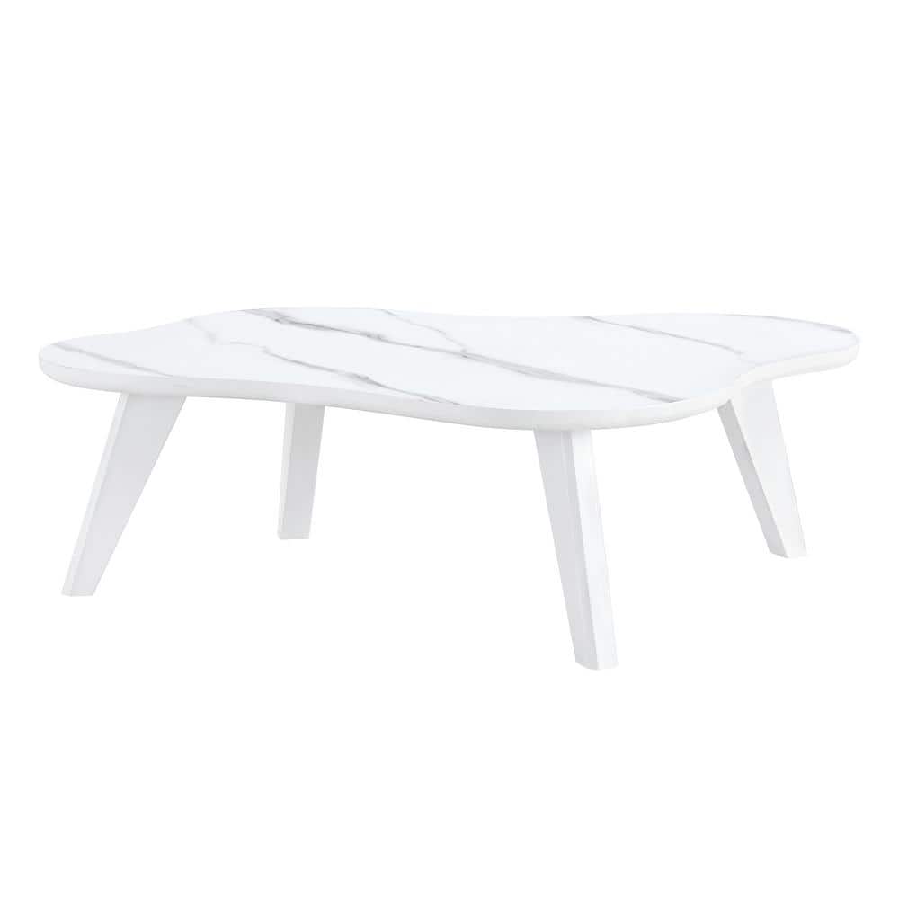 Modern 47.2 in. White Specialty Faux Marble Coffee Table price history on PriceWatchPro
