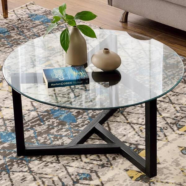 glass top coffee tables with wood base