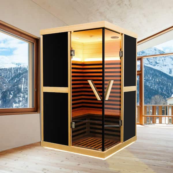Spygo Moray 2-Person Indoor Hemlock Infrared Sauna with 10 Far-Infrared Carbon Crystal Heaters and Chromotherapy