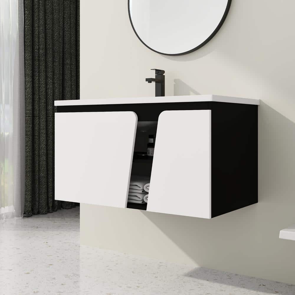 36 in. W x 20 in. D x 20 in. H Floating Bath Vanity in Black with White Top Ceramic Basin price history on PriceWatchPro