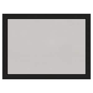 Midnight Black Narrow Wood Framed Grey Corkboard 31 in. x 23 in. Bulletin Board Memo Board