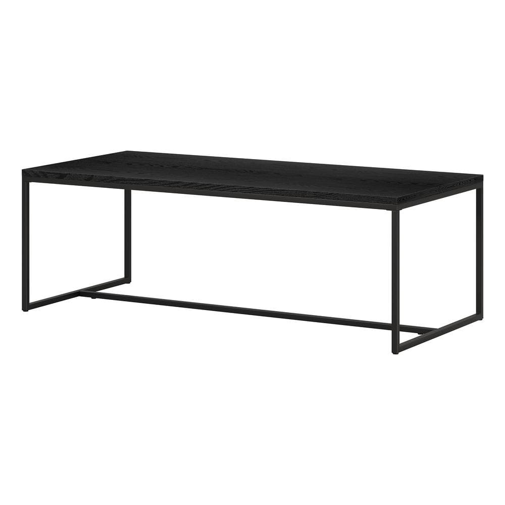 Boone 47'' Rectangular Black Grain Wood & Metal Coffee Table