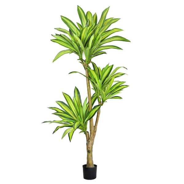 LIVING LUXURY 6 ft. Real Touch Artificial Dracaena Tree Plant in Pot