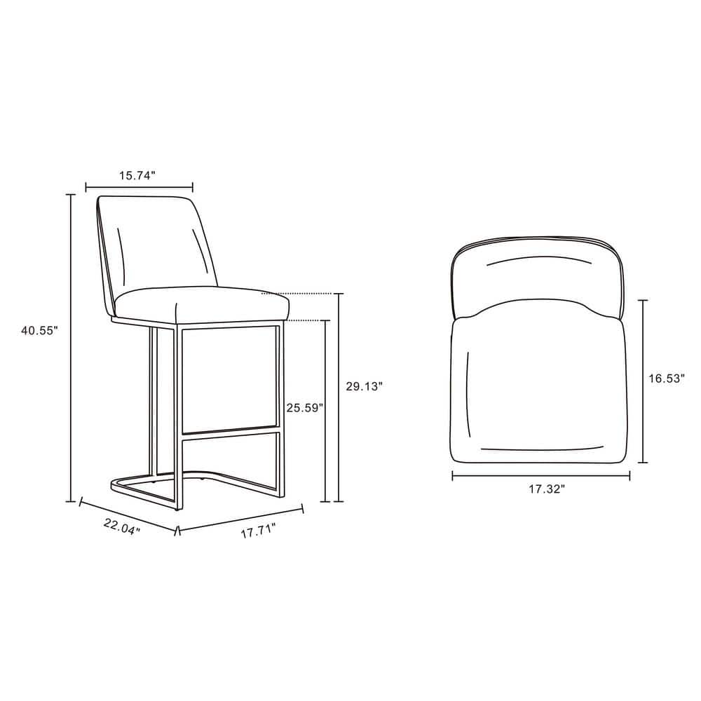 Gray Leatherette Upholstered Bar Stool with Metal Base
