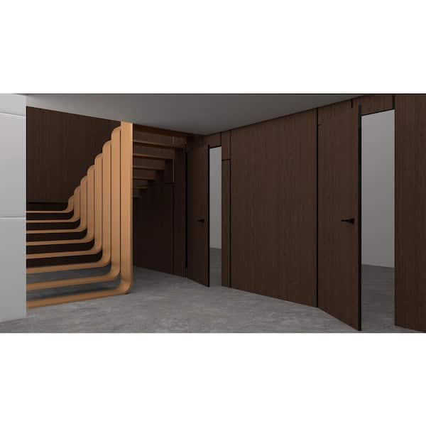 Sartodoors 30 in. x 96 in. Unassembled Left-Hand/Outswing Solid Core Noce Flush Mount Hidden Bookcase Door with Black Hinge Finish