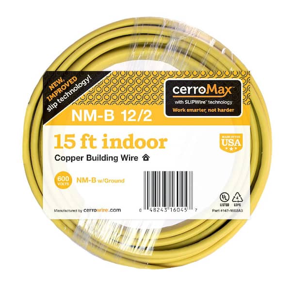 Cerrowire 15 ft. 12/2 Yellow Solid CerroMax SLiPWire Copper NM-B Wire