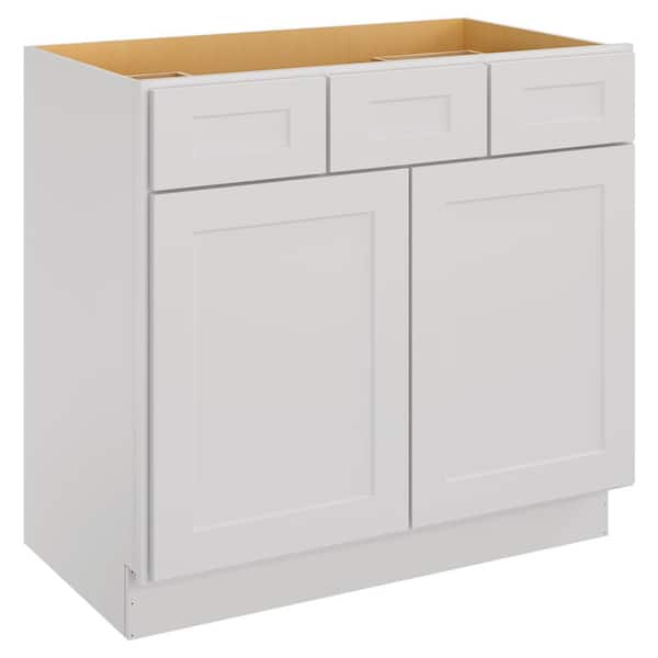 HOMEIBRO 36-in W X 21-in D X 34.5-in H in Shaker Dove Plywood Ready to Assemble Floor Vanity Sink Base Kitchen Cabinet