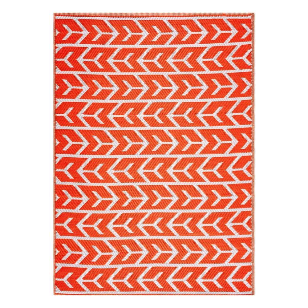PLAYA RUG Amsterdam Orange White 4 ft. x 6 ft. Modern Reversible ...