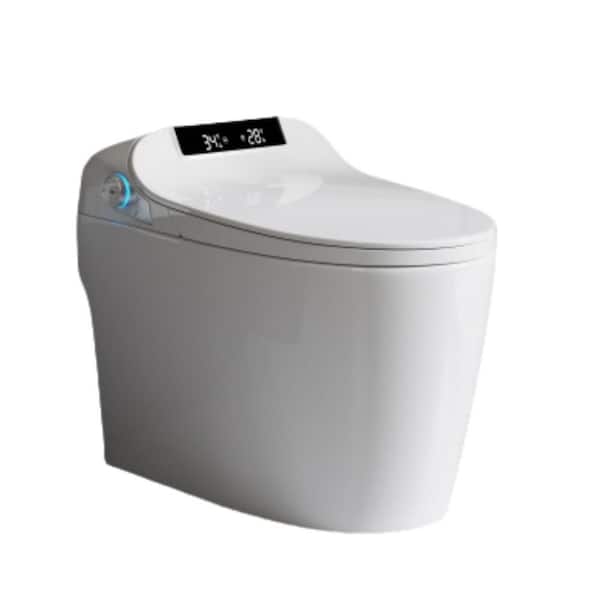 15.55 in., 1-Piece, 1.28 GPF Smart Bidet Toilet with Foot Sensor,Self-Clean Nozzle,LED,Heated Seat in White Dual Flush
