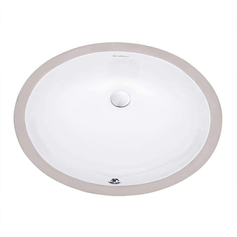 Monaco 19-Inch Gloss White Ceramic Oval Undermount Sink