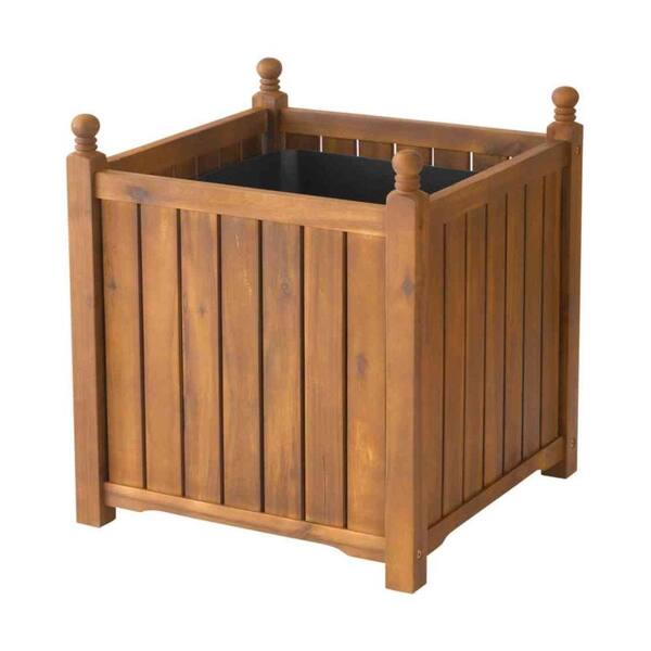 DMC Lexington 20 in. Square Teak Oil Wood Planter