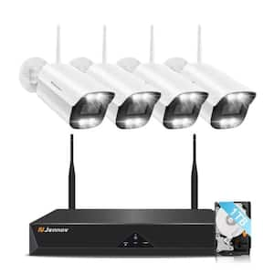 5MP 4 Channel Wired Smart Security Camera System with 1 TB Hard Drive, IP66, 2-Way Audio and Human Detection in White