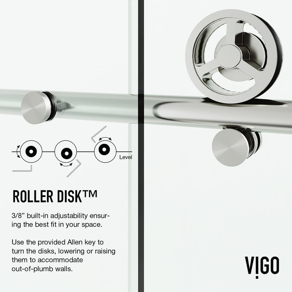 Elan Cass Stainless Steel Frameless Sliding Shower Door with Clear Glass