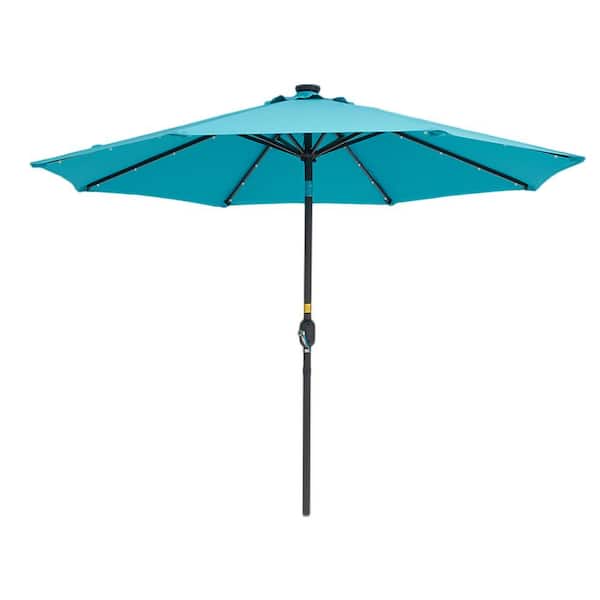 Unbranded Large 9 ft. Steel Market Solar Patio Umbrella in Lake Blue