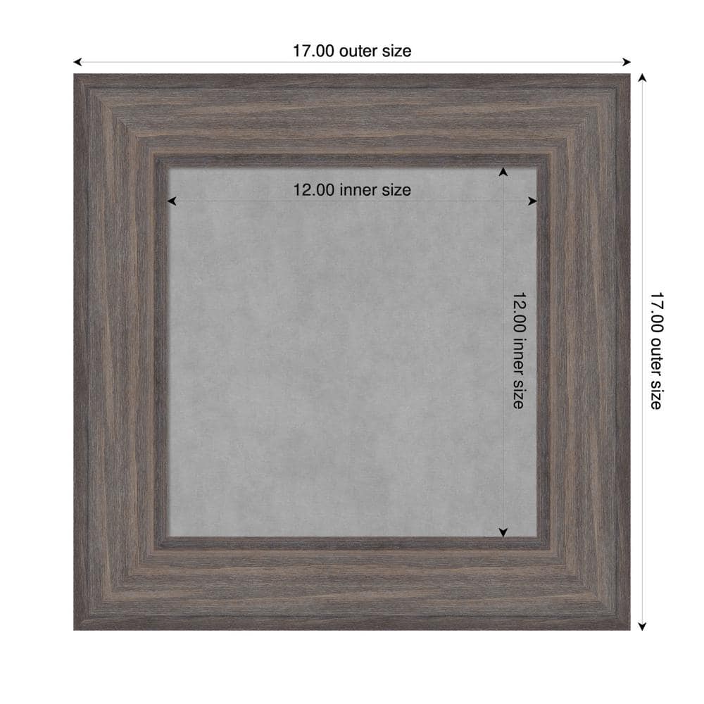 Grey Wood Framed Magnetic Memo Board 17 x 17 Inch