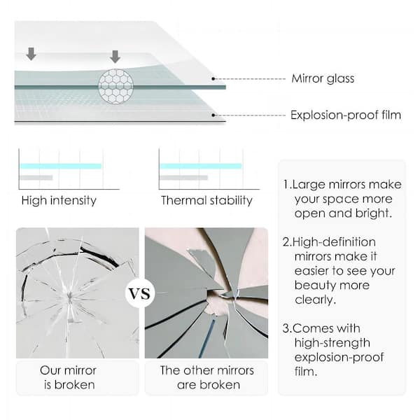 48 in. x 80 in. Composite, MDF, 10 Lite, Mirrored Glass, Primed, White Interior Door Slab With Silver Curved Doorknob
