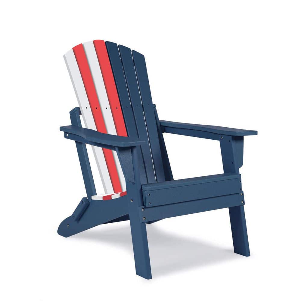 Aoodor Red/White/Blue Rakesh Plastic Folding Adirondack Chair (Set