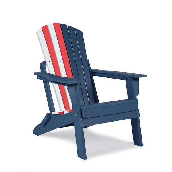 Aoodor Red/White/Blue Rakesh Plastic Folding Adirondack Chair (Set of 1)