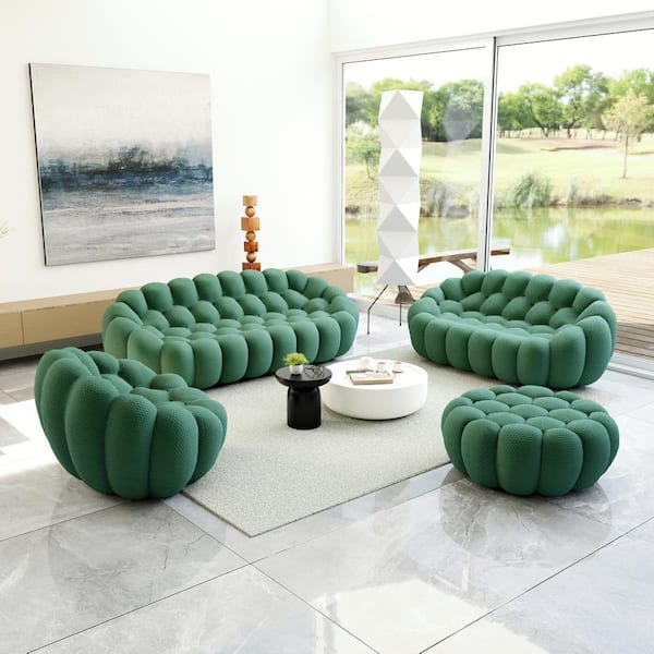 Curved green couch hotsell