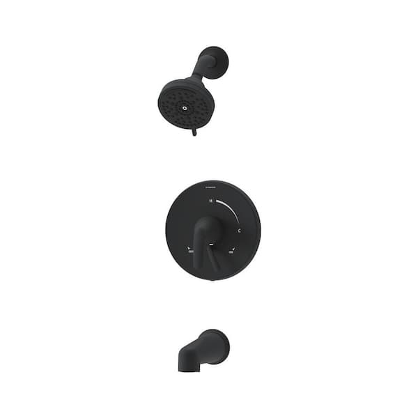 Symmons Elm Single Handle Wall Mount Tub and Shower Trim Kit with Diverter Lever in Black 1.5 GPM (Valve Not Included)