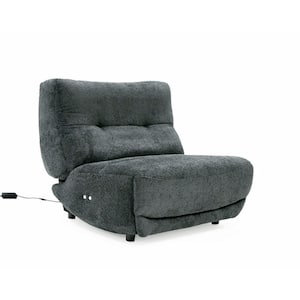 Modern Dark Gray Power Electric Recliner with Black Finish