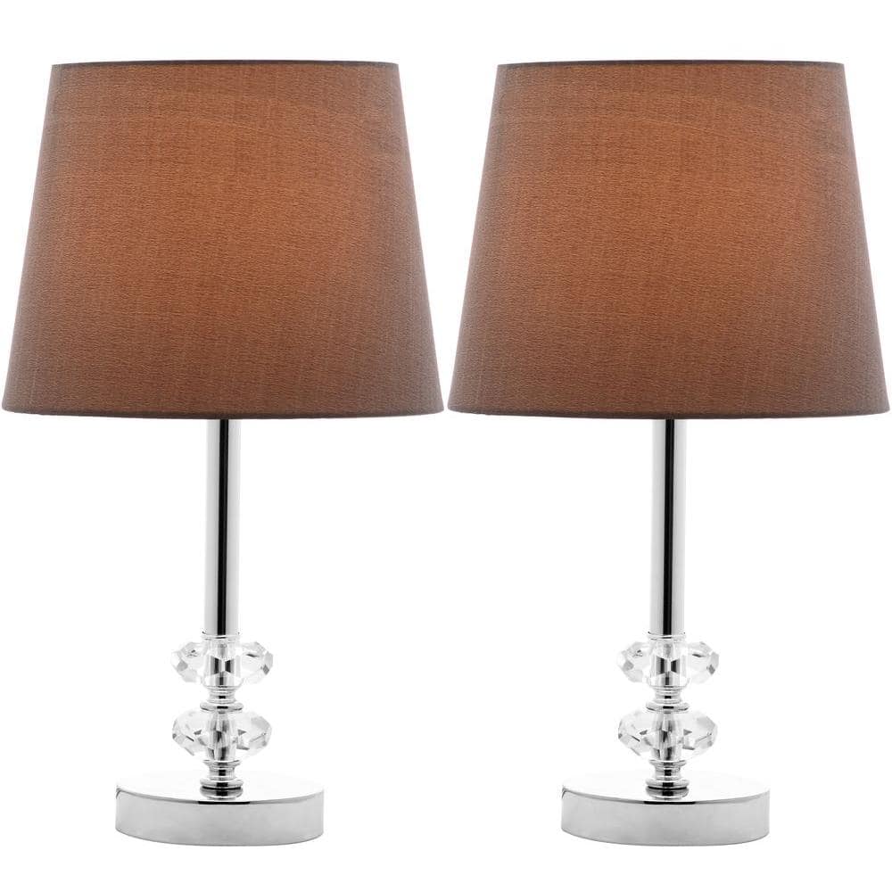 Ashford Clear Crystal Orb Table Lamp Set with Gray Shades