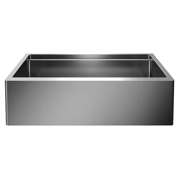 Blanco QUATRUS R15 ERGON Farmhouse Apron-Front Stainless Steel 33 in. Single Bowl Kitchen Sink with Wood Cutting Board