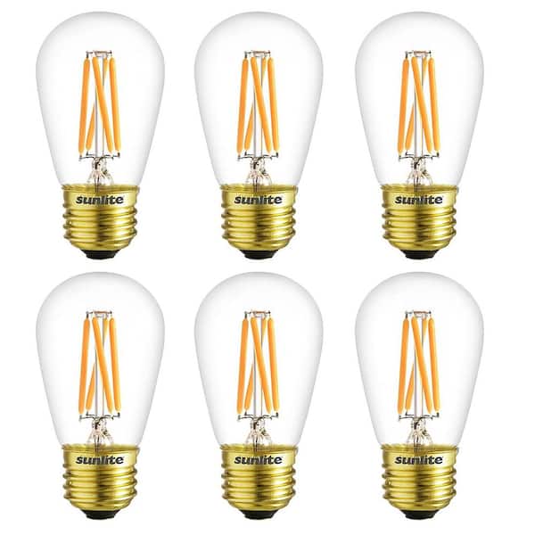 Sunlite 25-Watt Equivalent S14 Dimmable Clear Edison Filament LED Light Bulb in Warm White 2700K (6-Pack)