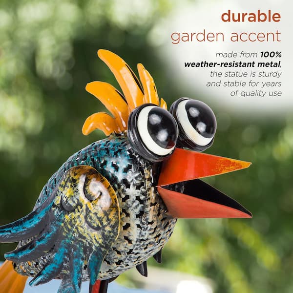 Alpine Corporation 11 in. Tall Outdoor Metal Wide-Eyed Bird