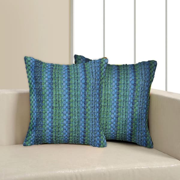 LR Home Contemporary Blue Graphic Hypoallergenic Polyester 18 in. x 18 in. Throw Pillow