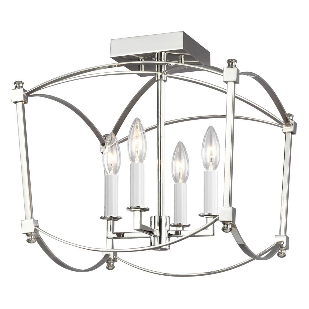 Thayer 4-Light Polished Nickel Semi-Flush Ceiling Light