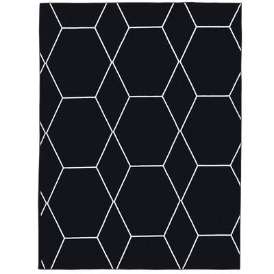 GHOUSE Black/White 6 ft. x 9 ft. Moroccan Geometric Indoor Carpet Area Rug