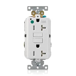 20 Amp SmartlockPro Hospital Grade Extra Heavy Duty Weather/Tamper Resistant Duplex GFCI Outlet, White