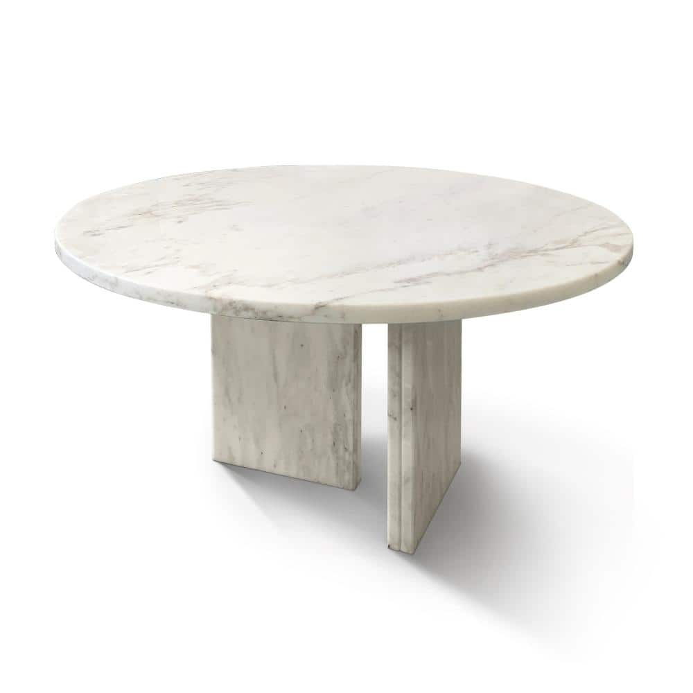 27.6 in. White Round Genuine Marble Coffee Table with Semi-Polished Low-Profile Natural Stone Top price history on PriceWatchPro