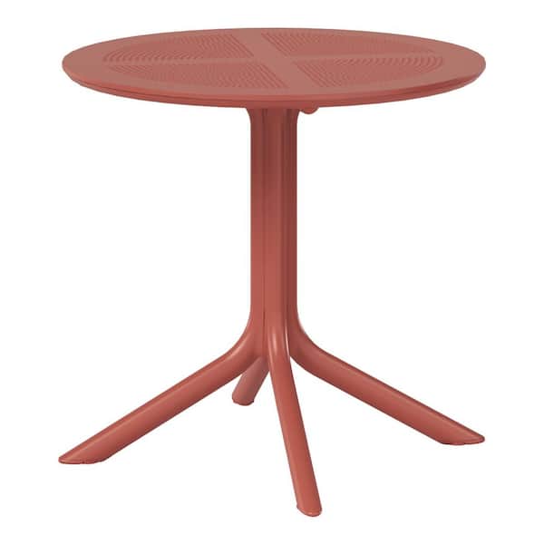 FrondandForm Modern Outdoor Patio Poly Plastic 31.5 in. Round Dining Table in Red