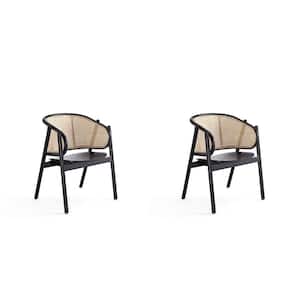 Versailles Black and Natural Cane Armchair (Set of 2)