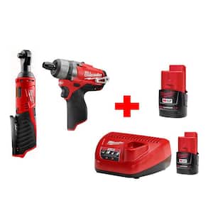 M12 12-Volt Lithium-Ion Cordless 3/8 in. Ratchet and FUEL 1/4 in. Screwdriver Combo Kit (2-Tool)