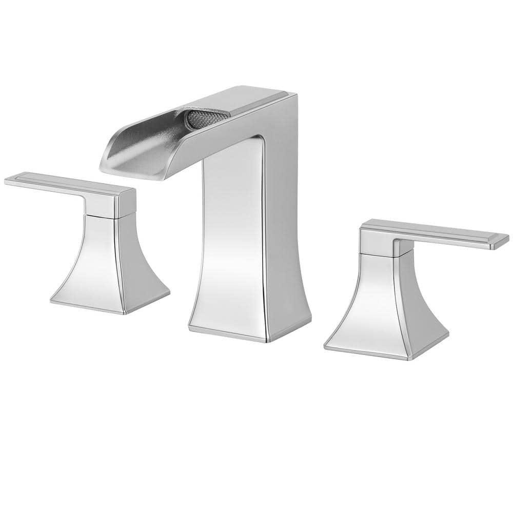8 in. Widespread Double-Handle Waterfall Bathroom Faucet in Polish Chrome