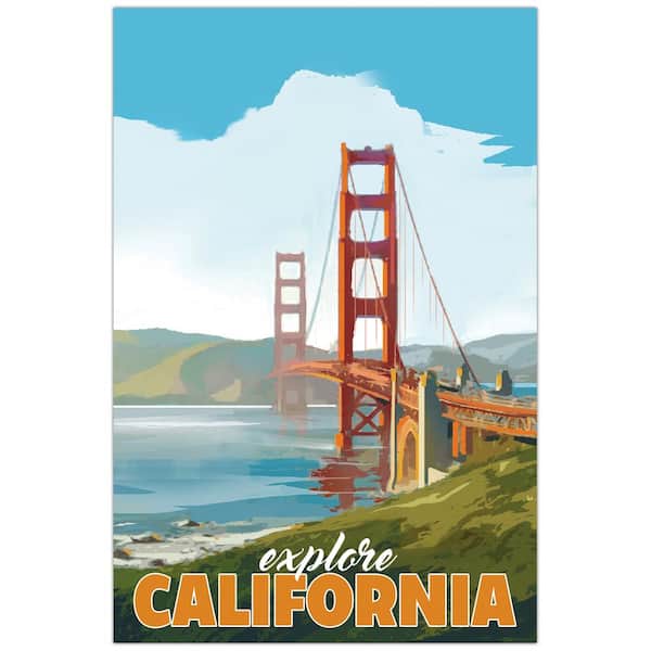 Empire Art Direct 36 in. x 24 in. "Golden Gate Gaze" Framed Free Floating Tempered Glass Country Art print Wall Art