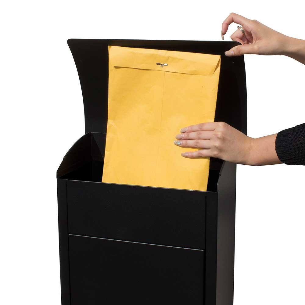 Black Steel Lockable Freestanding Parcel Mailbox