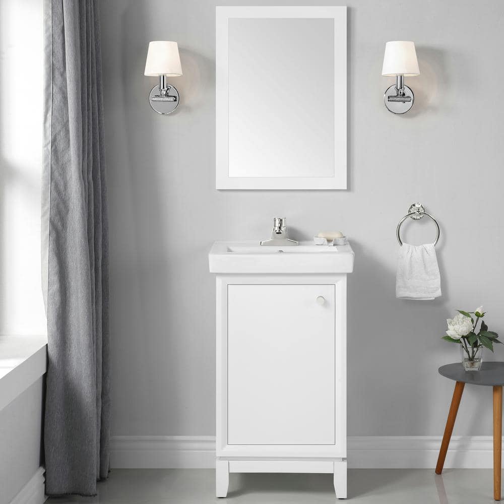 Home Decorators Collection Norris 20 in. W x 16 in. D x 34 in. H Single  Sink Bath Vanity in White with White Ceramic Top Norris 20W - The Home Depot