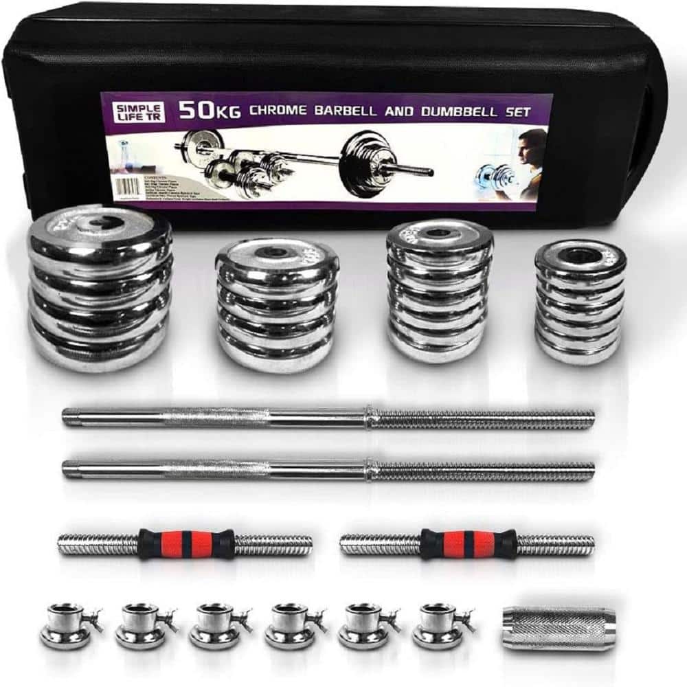 Adjustable 110lbs Dumbbell Set, Cast Iron Barbell with Carry Box for Home Gym Workout