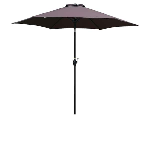 Tidoin 9 ft. Steel Round Outdoor Market Patio Umbrella in Brown