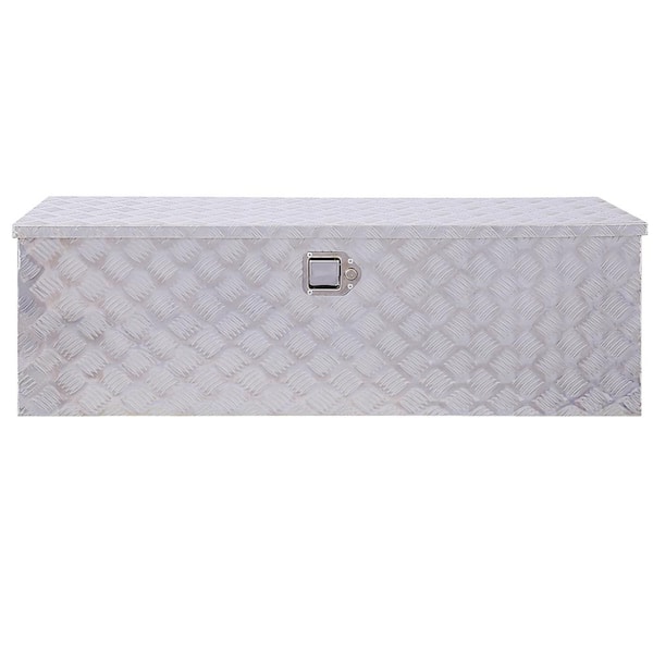 48 in. Heavy-Duty Aluminum Truck Bed Tool Box, Outdoor Water-Resist with Lock Keys Silver