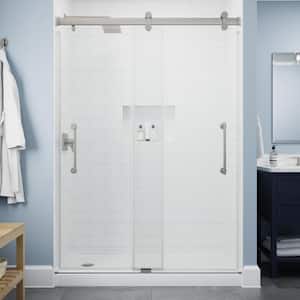 Paxos 60 in. W x 76 in. H Frameless Sliding Shower Door in Nickel with 5/16 in. (8mm) Tempered Clear Glass