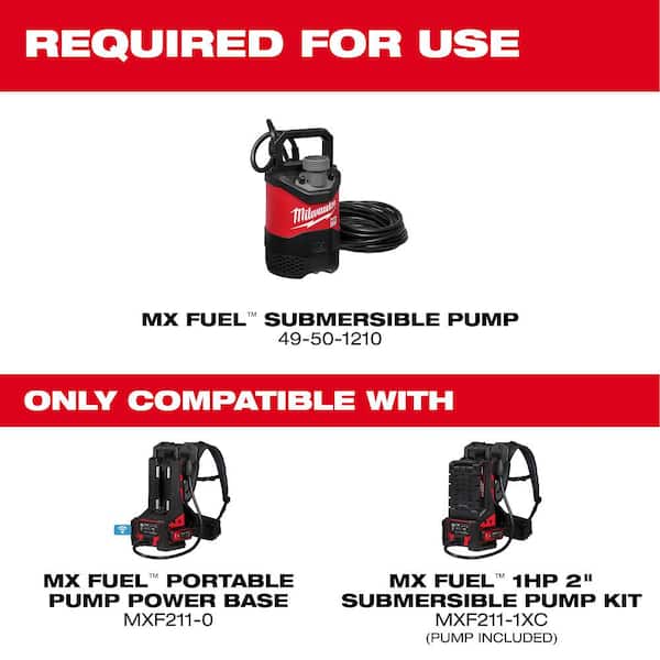 Milwaukee MX FUEL 1HP 2 in. Submersible Pump Kit with Battery Pack and Remote