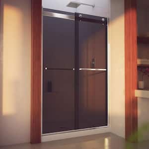 Essence-H 44 in. to 48 in. W x 76 in. H Sliding Semi-Frameless Shower Door in Chrome with Tinted Glass
