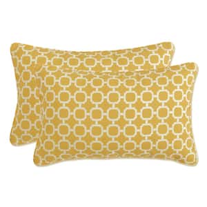 Yellow Rectangular Outdoor Lumbar Throw Pillow 2-Pack