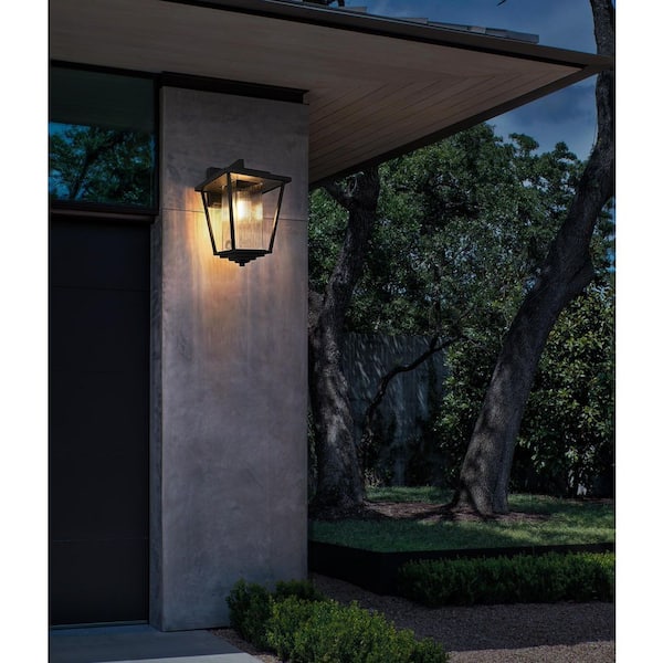 15.5 in. Black Outdoor Hardwired Wall Sconce with No Bulbs Included