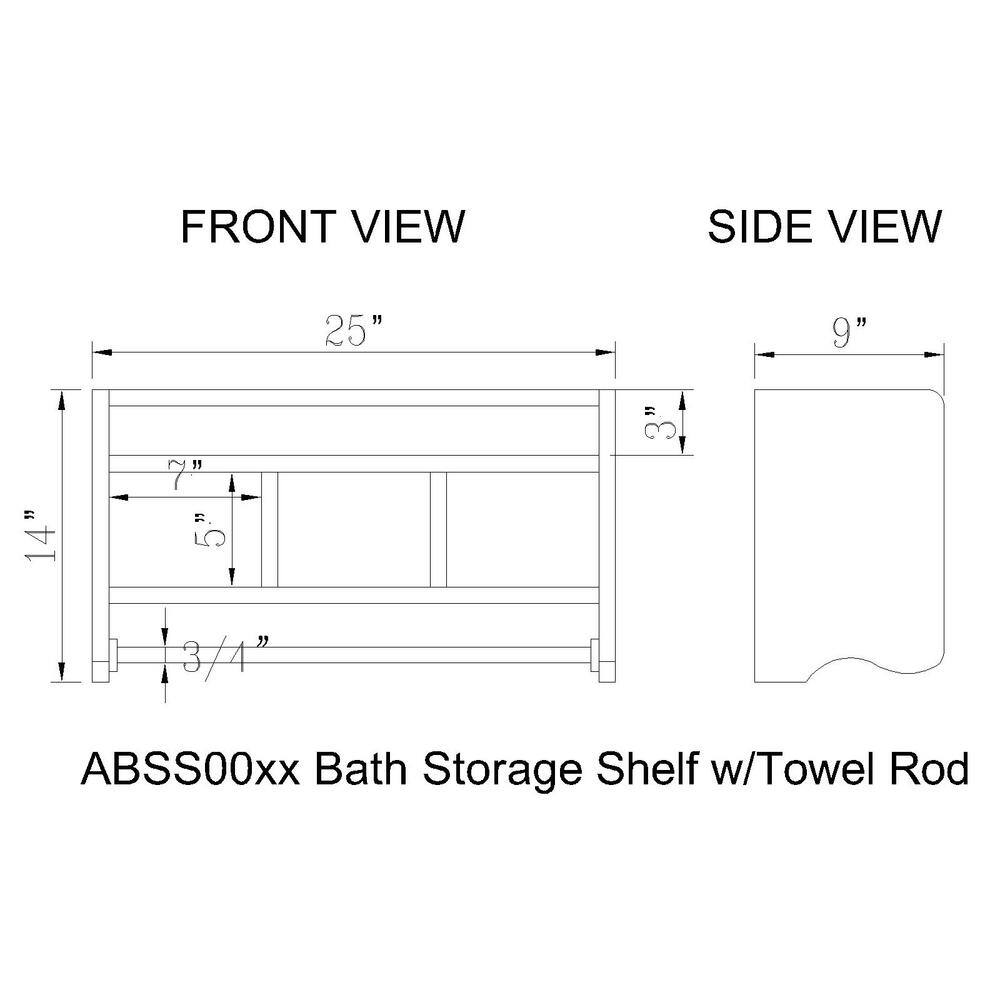 Espresso Wood Wall-Mounted Bathroom Shelf with Towel Rod